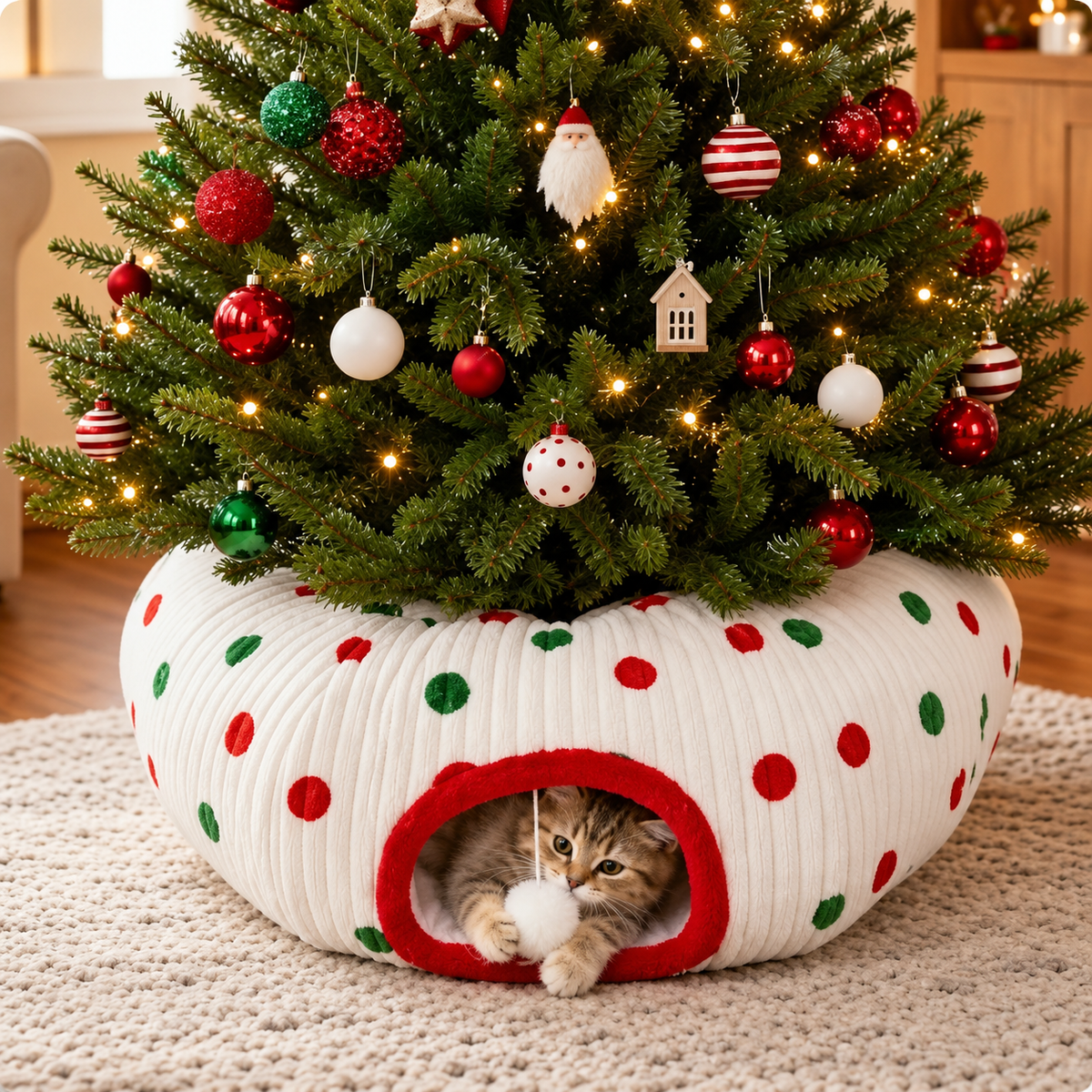 Michi House™ | Túnel Navideño para Gatos