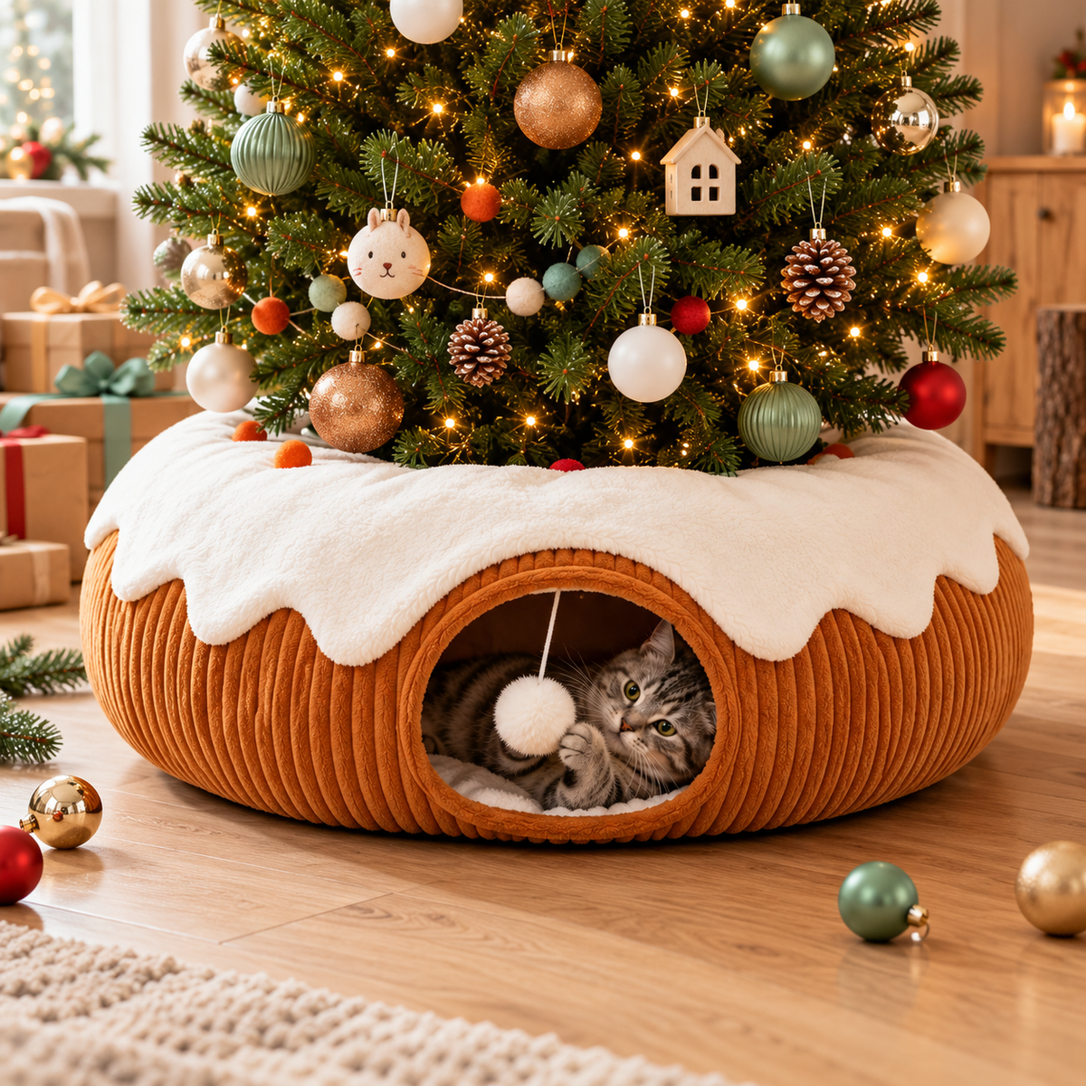 Michi House™ | Túnel Navideño para Gatos